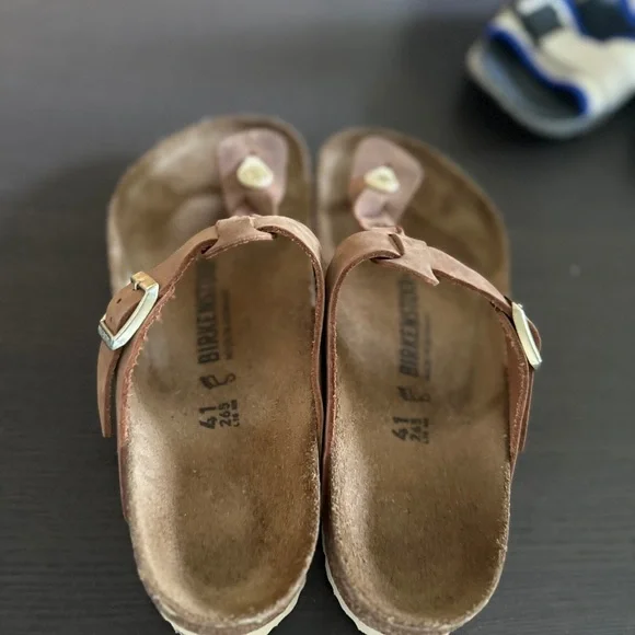 Birkenstock (Worn Once) Tan Braided Gizeh Sandals 41 EU 10 US - Picture 3 of 5